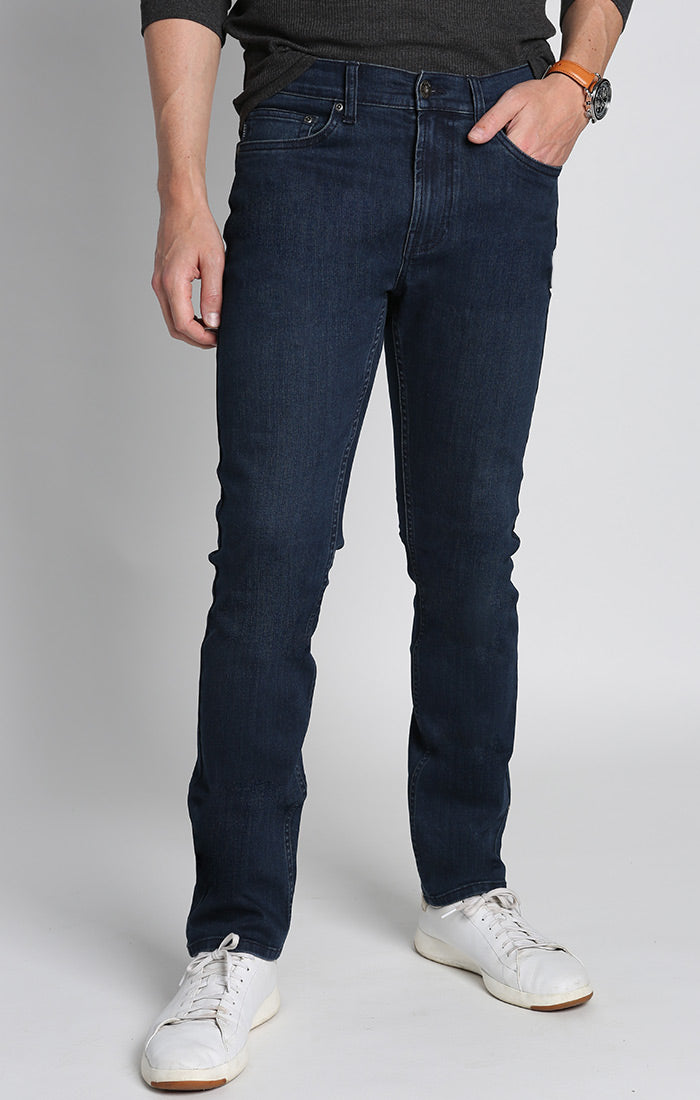 Men's Studio Blues Knit Denim Dark-Blue Jeans by Mugsy
